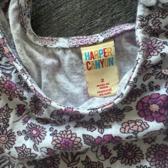 5 for $20 ✨Harper Canyon Pink Floral tie Waist Romper outfit Girls kids size 2 - Picture 3 of 5